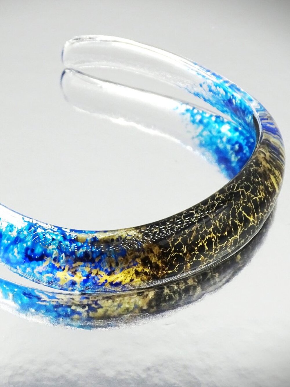 ALEXIS BITTAR OOAK Indigo Ink Blue Gold Black Clear Lucite Collar Necklace